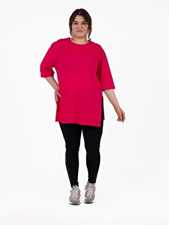 Truva Xxl Büyük Beden Kadın Giyim Oversize Kesim Yırtmaçlı Bluz Renkli Bz974