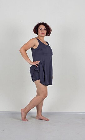 Truva Xxl Büyük Beden Kadın Giyim Şortlu Elbise Mayo Renkli 