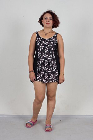 Truva Xxl Büyük Beden Kadın Giyim Desenli Elbise Mayo Slipli Renkli My6811