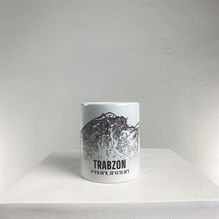 Trabzon Şehir Haritası Baskılı Porselen Kupa