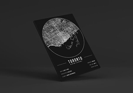 Toronto 50x70 cm Şehir Haritası Kanvas Tablo