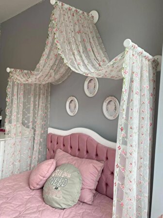 Genç Odası Butik Cibinlik Rapunzel 3 Çubuklu Set
