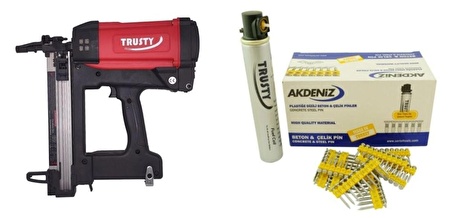 Akdeniz Trusty Betona Gazlı Çivi Çakma Tabancası ( 15-40mm)) + 1000 Çivi ve Gaz Tüpü