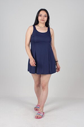 Truva Xxl Büyük Beden Kadın Giyim Şortlu Elbise Mayo Renkli