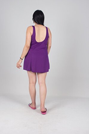 Truva Xxl Büyük Beden Kadın Giyim Şortlu Elbise Mayo Renkli