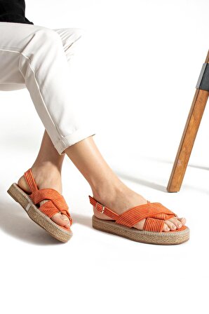 Kadın Kadife Bilekten Tokalı Sandalet TS1172
