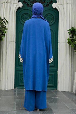 Kimono İnddigo Mavisi Tesettür Üçlü Takım 5237IM