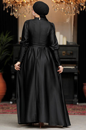 Siyah Tesettür Abiye Elbise 60801S