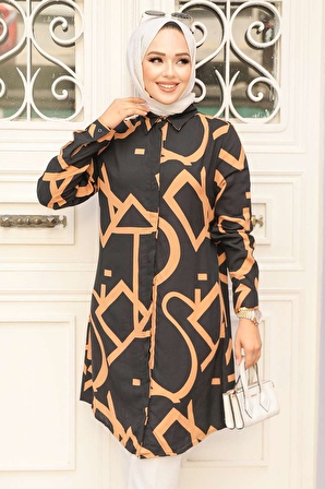Desenli Camel Tesettür Tunik 11698C