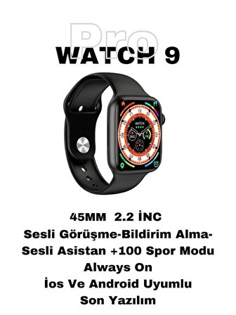 Watch 9 Pro Uyumlu Akıllı Saat Iphone ve Android Tüm Telefonlara Uyumlu Smartwatch