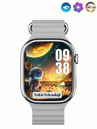 TekizTeknoloji Watch 9 Pro Süper AMOLED Ekranlı Yapay Zeka Özellikli Akıllı Saat 2024 Siyah