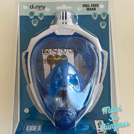 Full Face Maske Şnorkel Set Takımı Mavi Renk L/XL - Mavi Su Dünyası