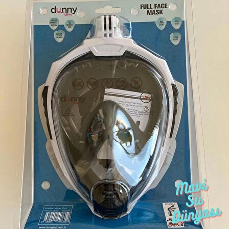 Full Face Maske Şnorkel Set Takımı Beyaz Renk L/XL - Mavi Su Dünyası