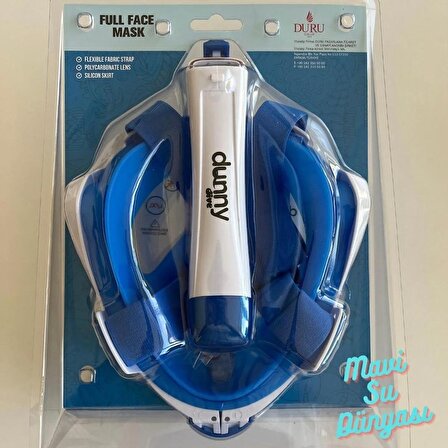 Full Face Maske Şnorkel Set Takımı Mavi Renk S/M - Mavi Su Dünyası