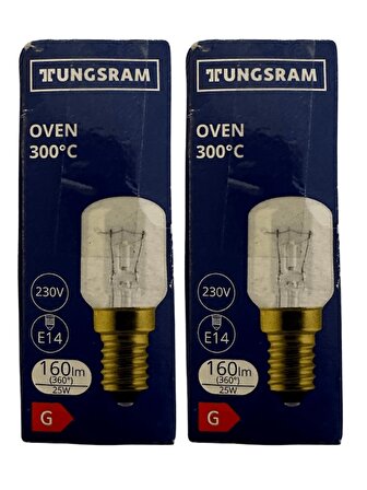 Tungsram 25W Sarı 300 Derece E14 Duylu Fırın Ampulü (2 Adet)