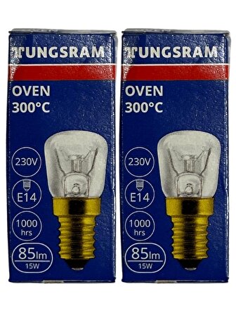 Tungsram 15W 300 Derece E14 Duylu Fırın Ampulü (2 Adet)