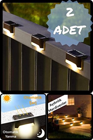 Su Geçirmez Solar Merdiven Lambası Güneş Enerjili Merdiven Veranda Balkon Köşe Bahçe Aydınlatması 