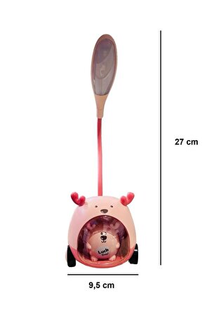 Sevimli Aycık Çocuk Masa Gece Lambası - Hazneli Kalem Traşlı Kalemlik Masa Lambası