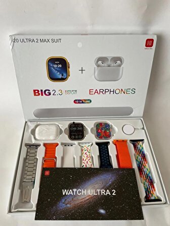 i20 Ultra MAX 2 Suit Akıllısaat + Şeffaf Ekran Korumalı Airpod Kulaklık hediyeli akıllı Saat