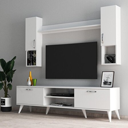 Mega 180 lik Kapaklı Raflı Tv Ünitesi Beyaz - TVU0201
