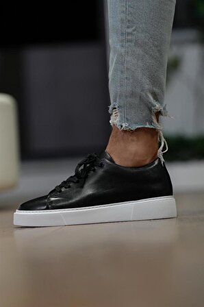 %100 Hakiki Deriden Üretilmiş Siyah Renk Casual Erkek Ayakkabı - Marcellus Model