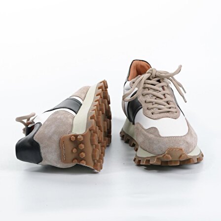 Sarasota Model Gerçek Deri El Yapımı Erkek Bej Sneaker Ayakkabı - Erkek Spor Ayakkabı