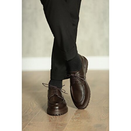 İtalyan Model Kahverengi Erkek Hakiki Deri Ayakkabı