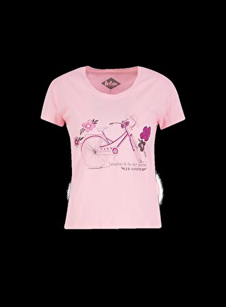 Dollie Kadın Bisiklet Yaka T-Shirt Pembe