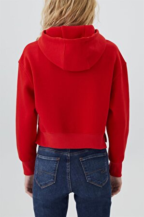 Fiona Kadın Kapüşonlu Sweatshirt Kırmızı
