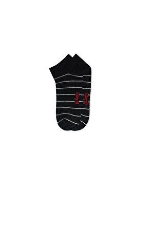 Blake Erkek 2'Li Patik Çorap Lacivert Çizgili-Gri Melanj Çizgili
