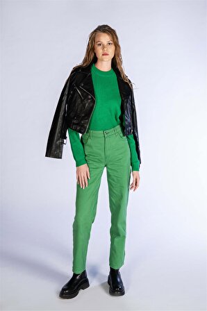 Yeşil Yüksek Bel Mom Jeans
