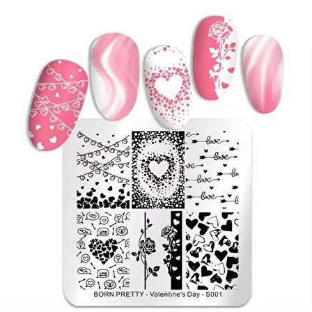 BORN PRETTY STAMPER DESEN PLAKASI VALENTINES DAY S001