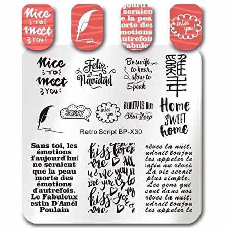 BORN PRETTY STAMPER DESEN PLAKASI RETRO SCRIPT X30