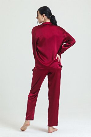 19718 - Biyeli Saten Pijama Takımı(Siyah Biyeli)
