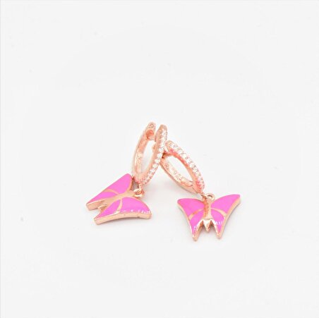 Trend Tasarım Pink Kelebek Küpe