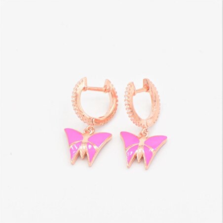 Trend Tasarım Pink Kelebek Küpe