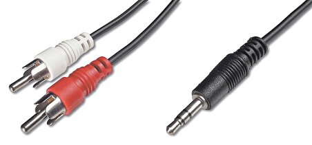Audio Kablosu, 1 x stereo 3,5 mm erkek  2 x RCA erkek, 2.50 metre, CCS, 2x0.10/10, zırhlı, siyah renk