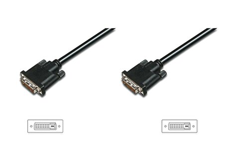 DVI Bağlantı Kablosu, DVI-D (24+1) Erkek  DVI-D (24+1) Erkek, 2 metre, UL, siyah renk