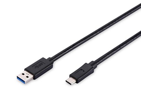 USB Tip C Bağlantı Kablosu, USB Tip C Erkek (USB 3.1/3.0/2.0) - USB Tip A Erkek (USB 3.0/2.0),  1 metre, AWG 24/28, 2x zırhlı, UL, nikel kaplama, siyah renk, Super Speed