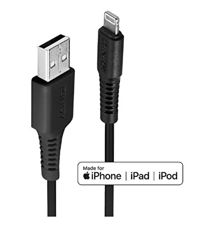 iPod®, iPhone®, iPad® için USB Senkronizasyon ve Şarj Kablosu, Lightning Konektörlü, USB 2.0 Tip A Erkek  Lightning C89 Erkek, 2 metre, Siyah Renk
2m USB Type A to Lightning Cable, Black (USB Type A Male to Lightning Male)