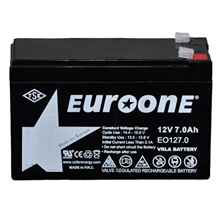 EUROONE EO127.0 12 VOLT - 7 AMPER AKÜ (150 X 65 X 90 MM)
