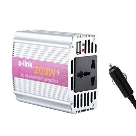 S-LINK SL-200W 200W DC12V-AC230V ÇAKMAKTAN POWER INVERTER