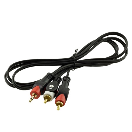 POWERMASTER PM-9486 2 RCA ERKEK + 3.5 MM STEREO ERKEK 1.5 METRE GOLD 1.KALİTE KABLO