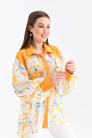 Ftz Women Kadın İpek Şifon Gömlek Sarı