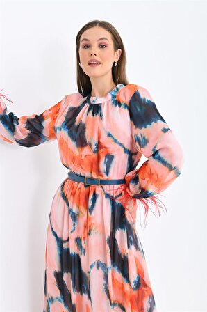 Ftz Women Kadın Kollar Tüğlü Elbise Mercan
