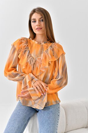 Ftz Women Kadın Şifon Bluz Sarı 30467