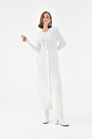 Ftz Women Kadın Düğme Detaylı Elbise Ekru 20690