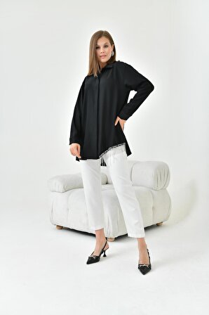 FTZ Women Kadın Taş Detaylı Gömlek Siyah 30800