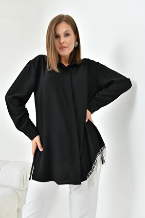 FTZ Women Kadın Taş Detaylı Gömlek Siyah 30800