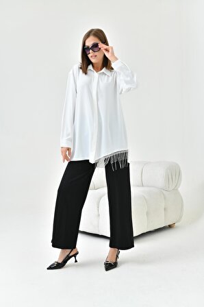 FTZ Women Kadın Taş Detaylı Gömlek Ekru 30800